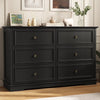 IDEALSOUL Black Dresser, 6 Drawer Dresser for Bedroom, Retro Wood Storage Cabinet for Living Room