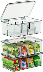 Utopia Home Tea Bag Organizer - Stackable Storage with Lid for Tea Bags - Multi-functional Clear Kitchen Storage