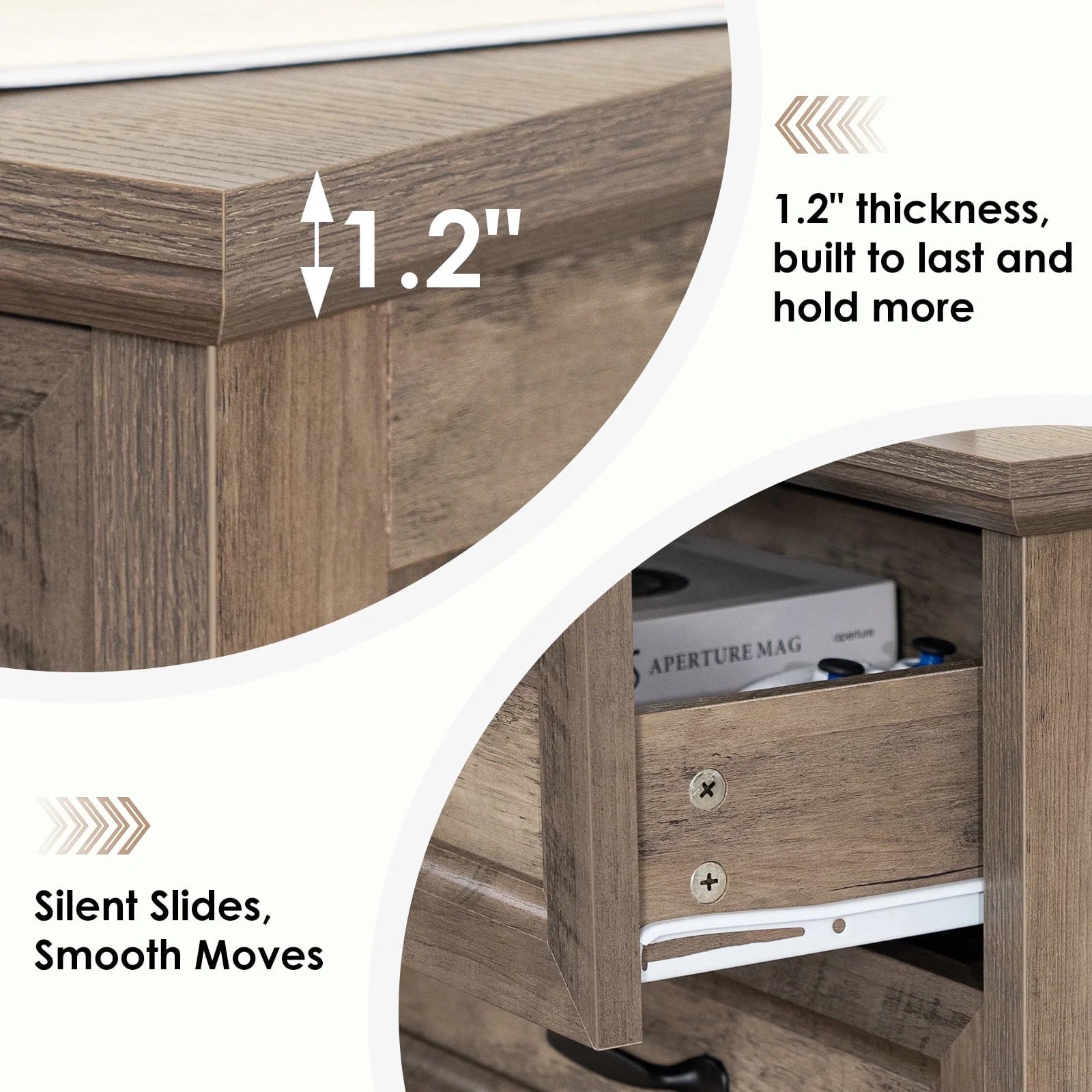 Hommpa Farmhouse 3 Drawers Nightstand with Charging Station, Rustic Wood Night Stand with Drawers for Bedroom, Vintage Bedside Table Small Dresser Chest of Drawers for Living Room, White