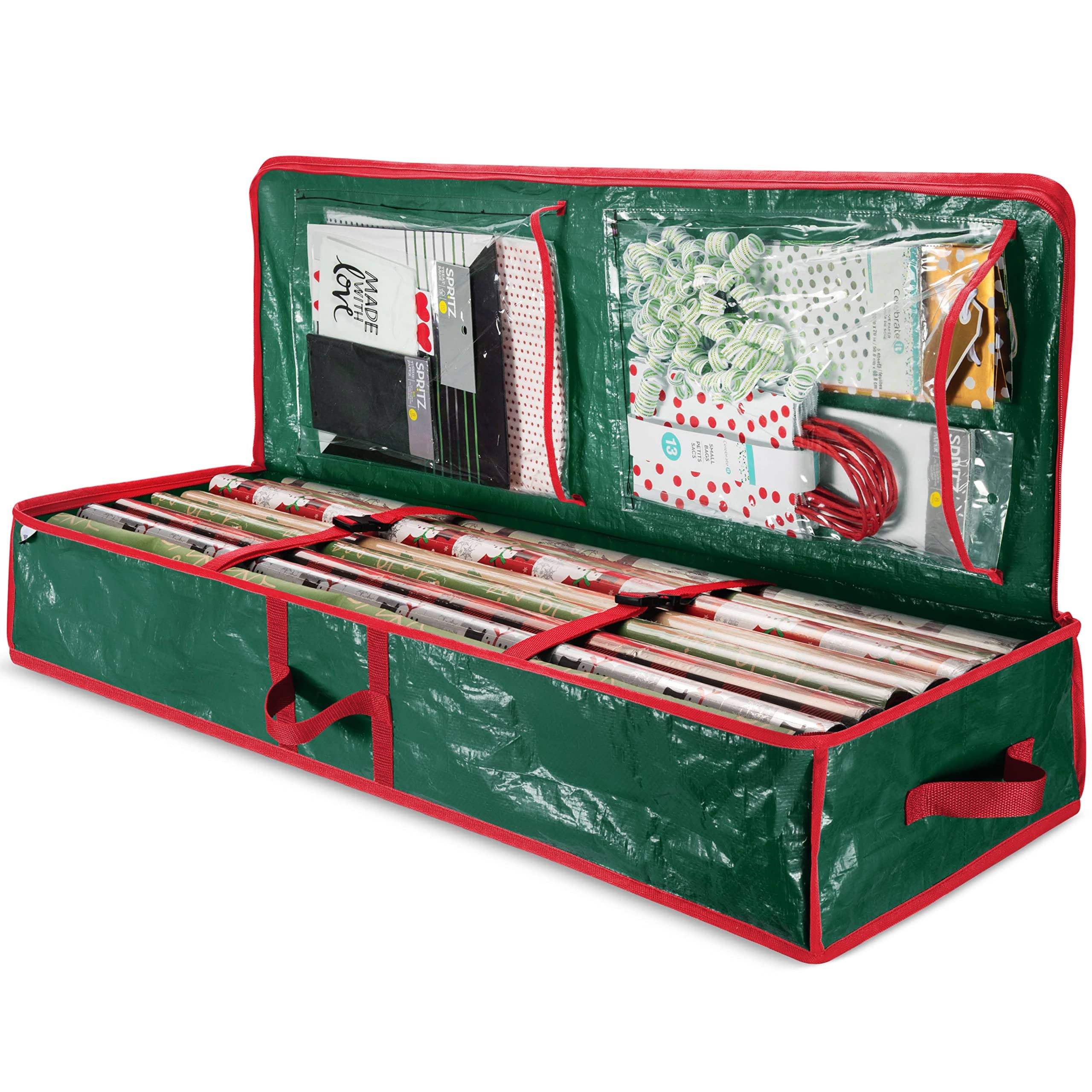 Zober Underbed Gift Wrap Organizer, Interior Pockets, Fits 18-24 Standard Rolls, Underbed Storage, Wrapping Paper Storage Box and Holiday Accessories, 40