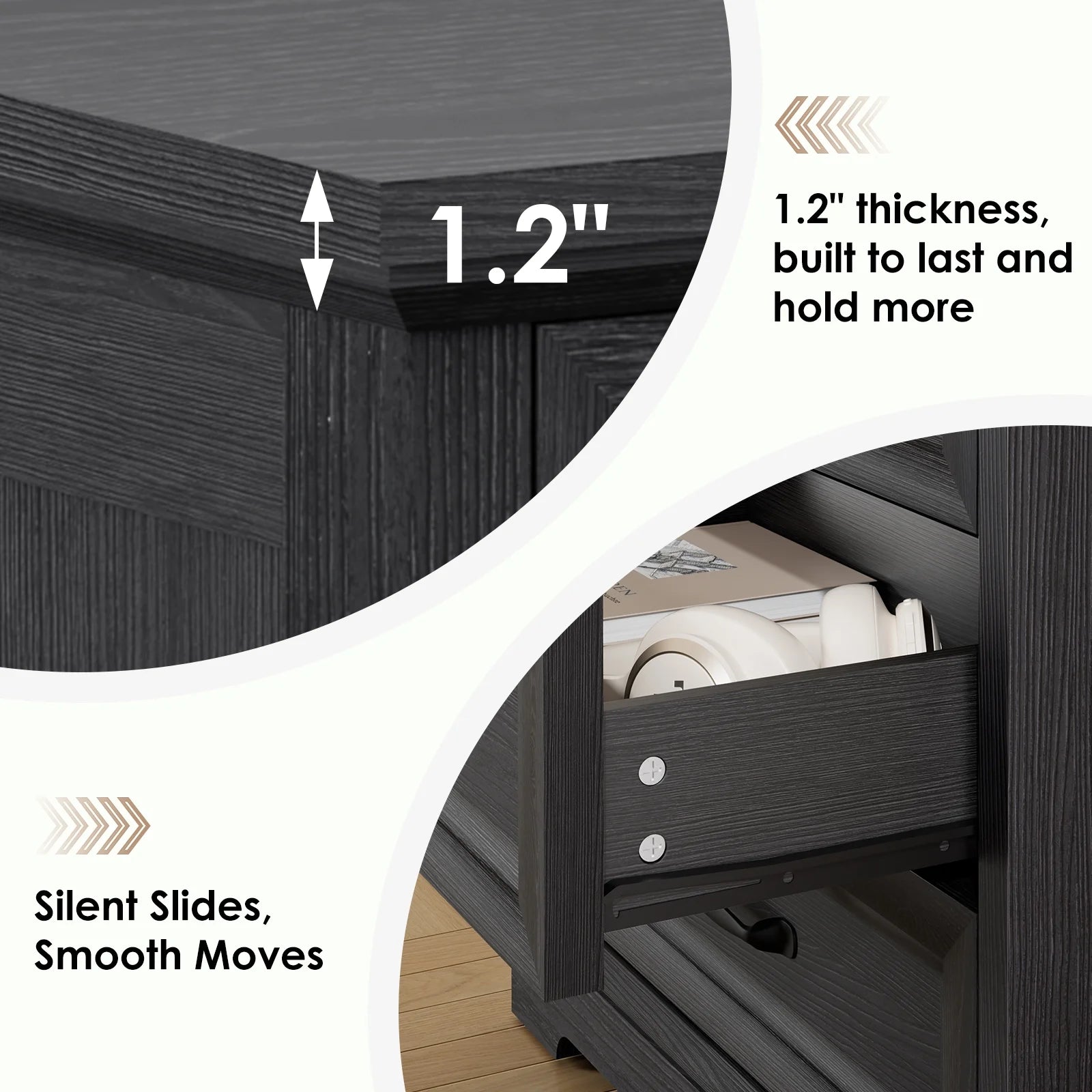 Hommpa Farmhouse 3 Drawers Nightstand with Charging Station, Rustic Wood Night Stand with Drawers for Bedroom, Vintage Bedside Table Small Dresser Chest of Drawers for Living Room, White