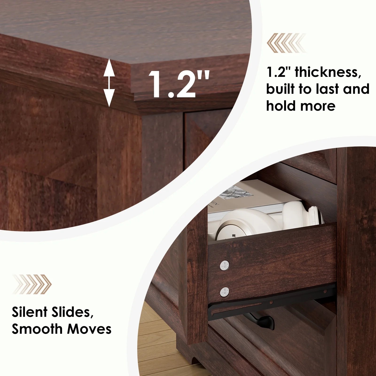 Hommpa Farmhouse 3 Drawers Nightstand with Charging Station, Rustic Wood Night Stand with Drawers for Bedroom, Vintage Bedside Table Small Dresser Chest of Drawers for Living Room, White