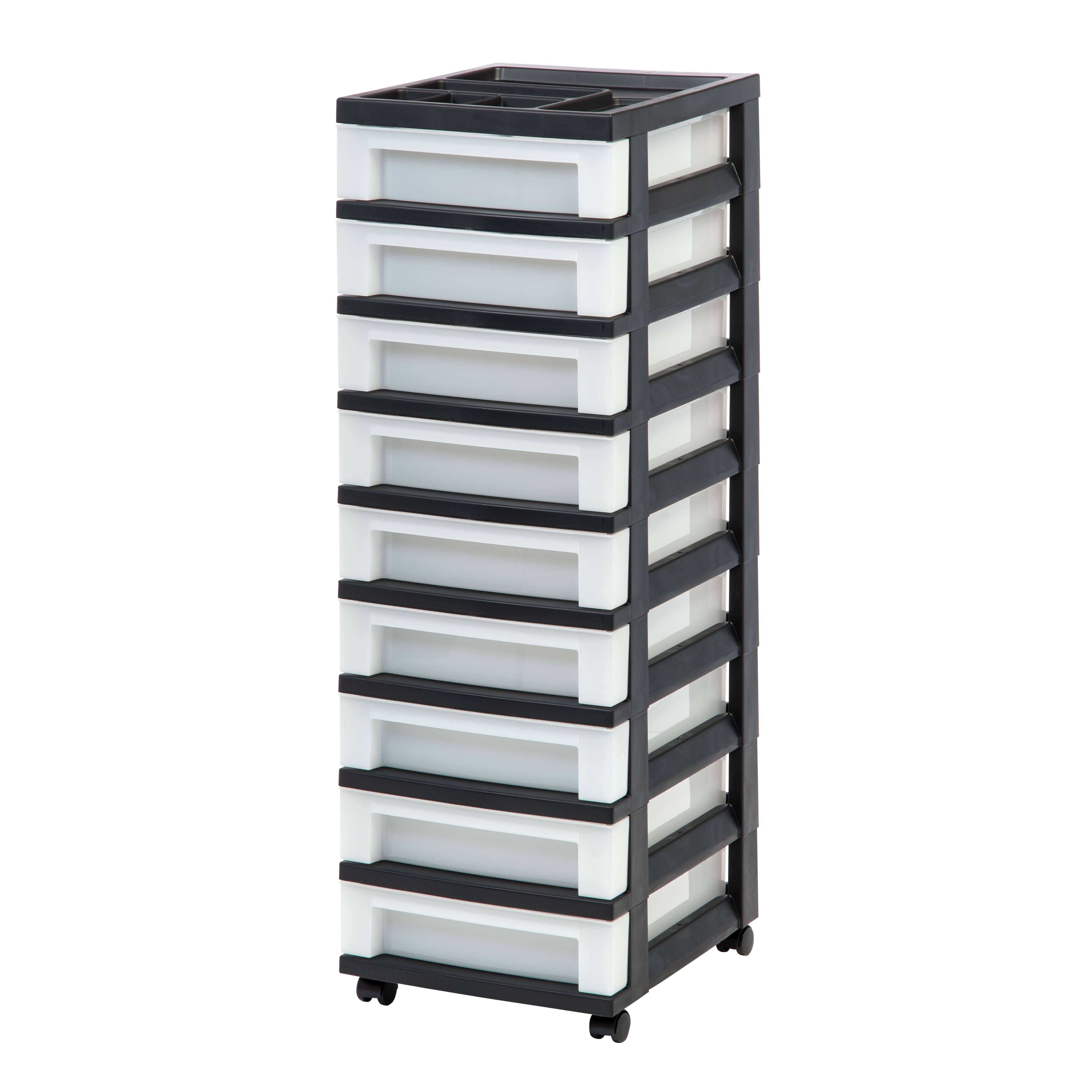 Iris 9 Drawer Storage Cart with Organizer Top Black
