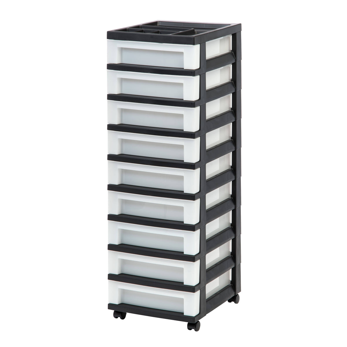 Iris 9 Drawer Storage Cart with Organizer Top Black
