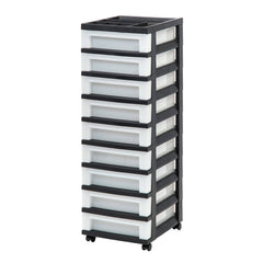 Iris 9 Drawer Storage Cart with Organizer Top Black